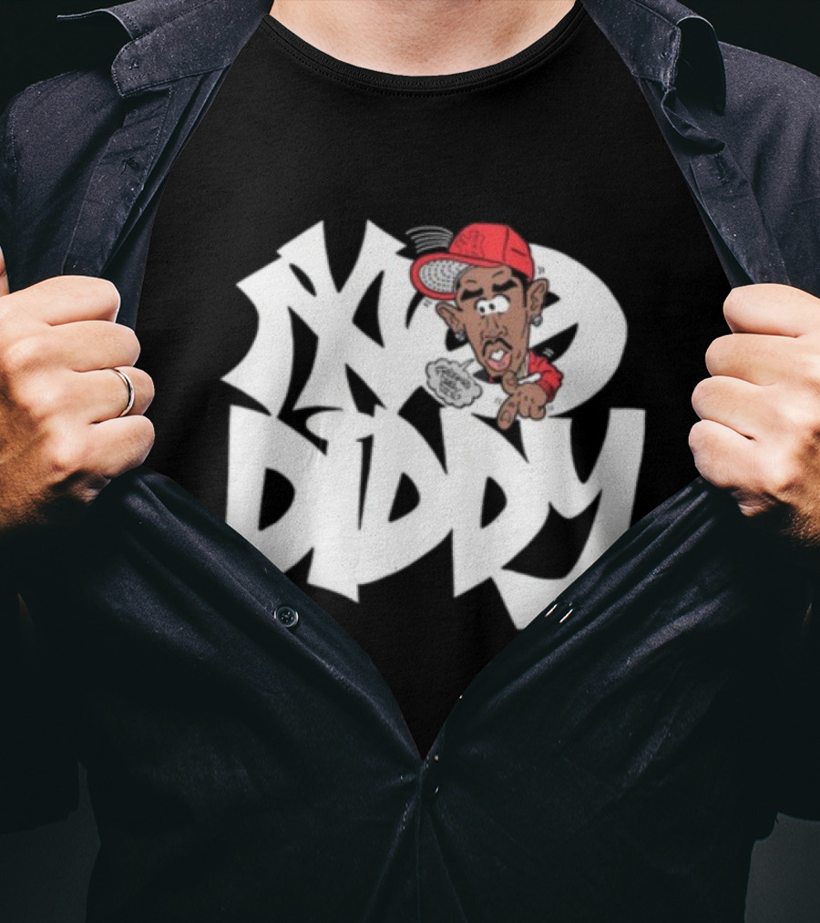 Bad Boy Red Cap Diddy With Graffiti Style Text And Cartoon Character T-Shirt