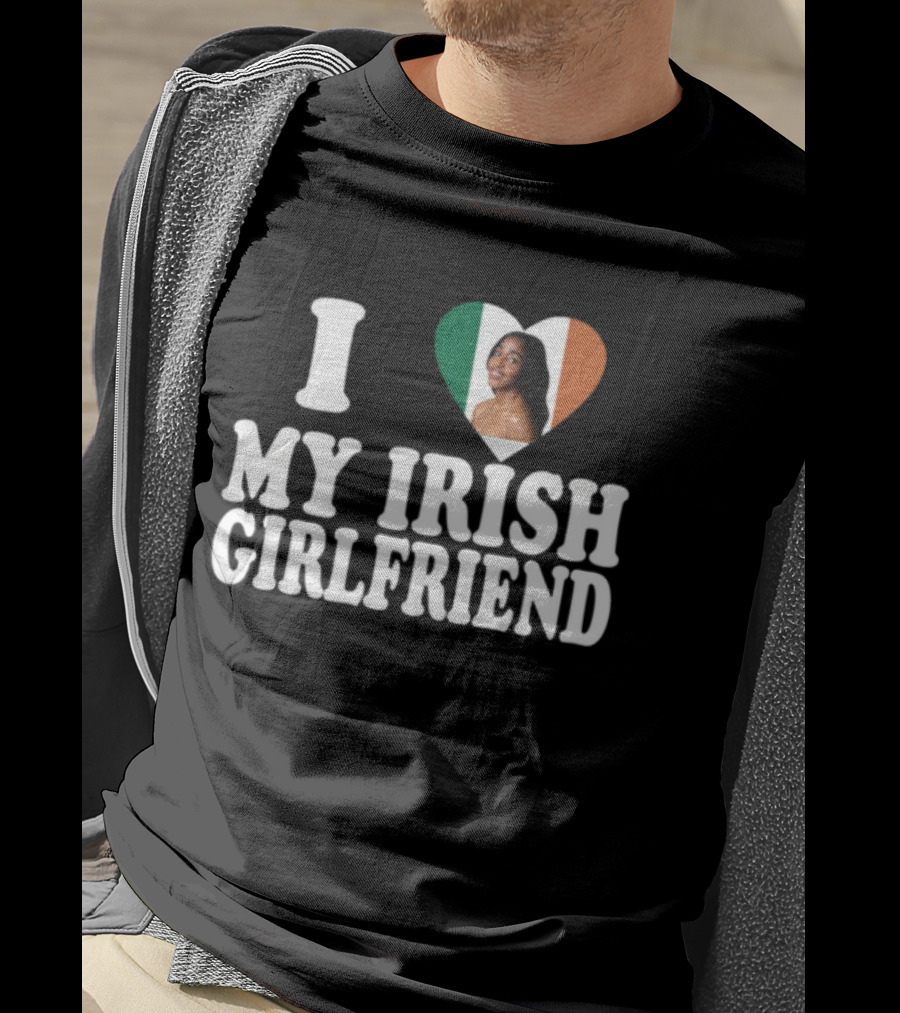 Luketaylorr I Love My Irish Girlfriend Irish Flag Heart Ayo Edebiri T-Shirt