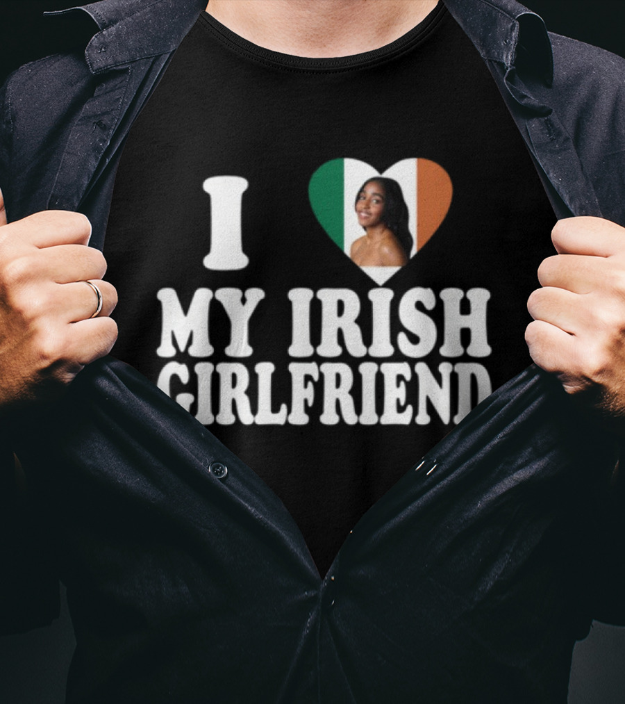 Luketaylorr I Love My Irish Girlfriend Irish Flag Heart Ayo Edebiri T-Shirt