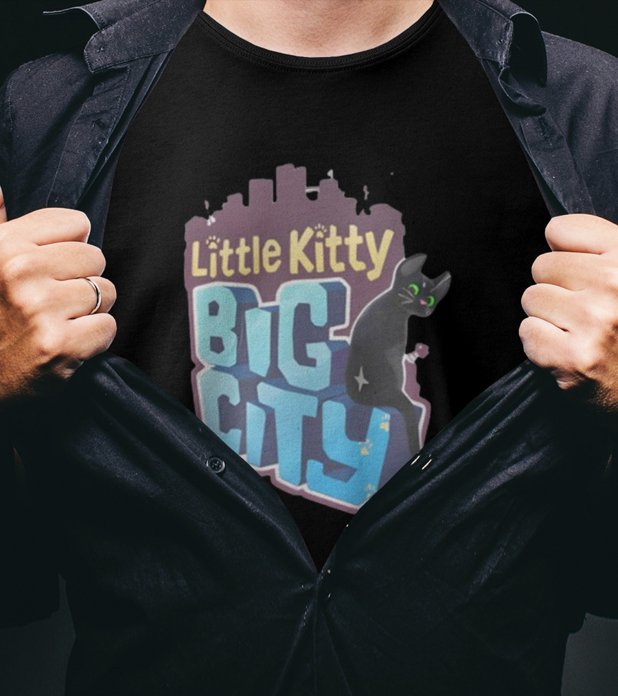 Little Kitty Big City Playful Cat Adventure T-Shirt