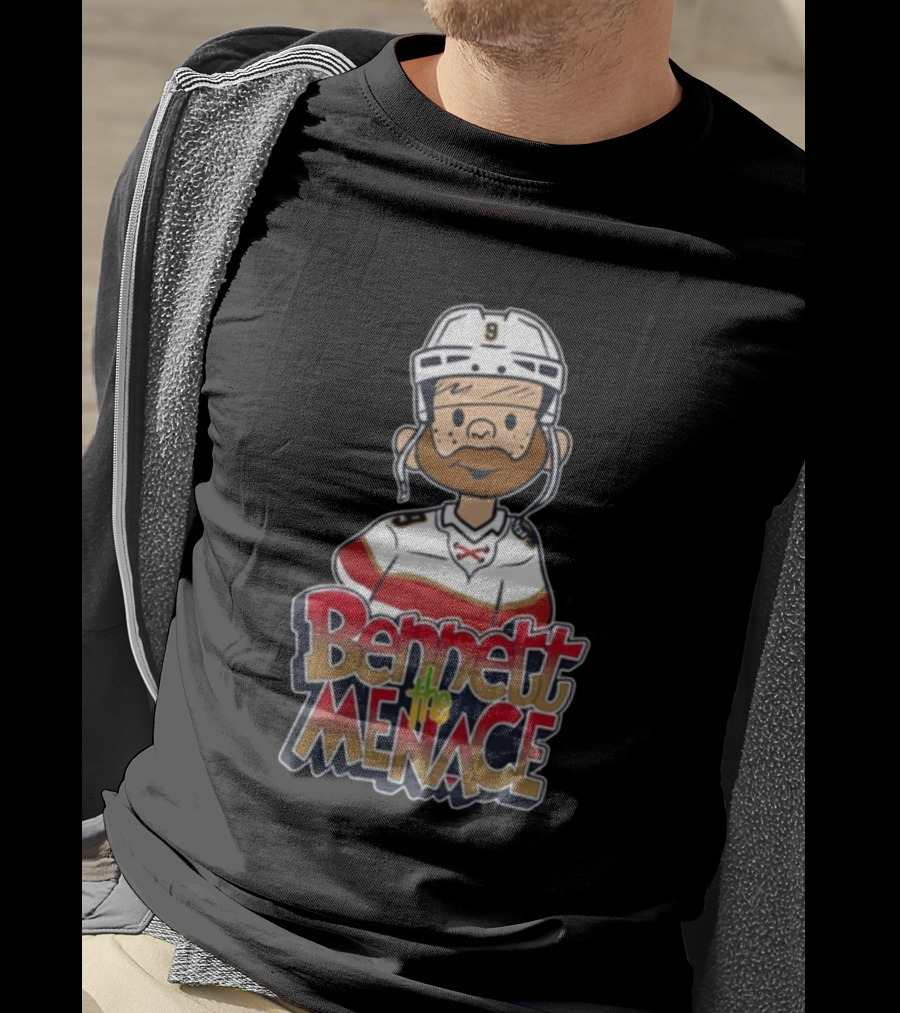 Bennett The Menace Illustrated Hockey Player Character T-Shirt