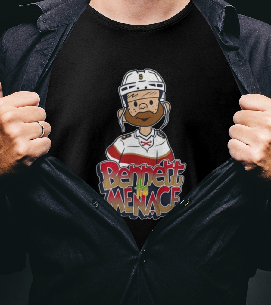 Bennett The Menace Illustrated Hockey Player Character T-Shirt