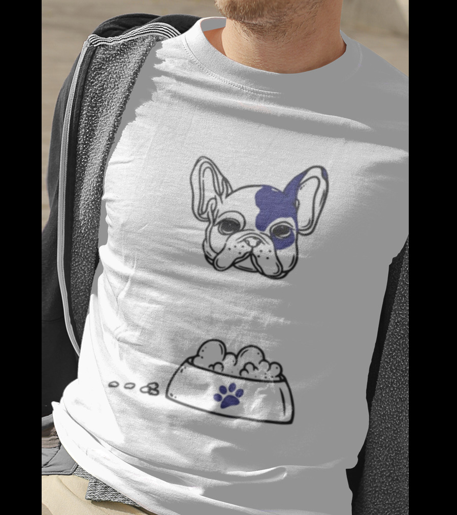 Dog Don't Play With My Food French Bulldog And Paw Print Bowl T-Shirt