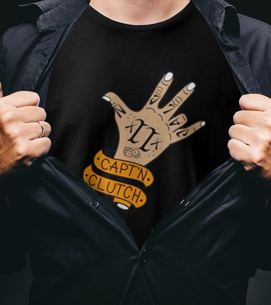 My Business Man Capt'n Clutch Hand Tattoo Numerals Banner T-Shirt