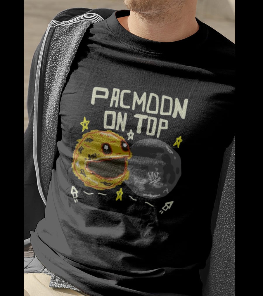 Pacmoon On Top Pacman And Moon With Stars And Arrows T-Shirt