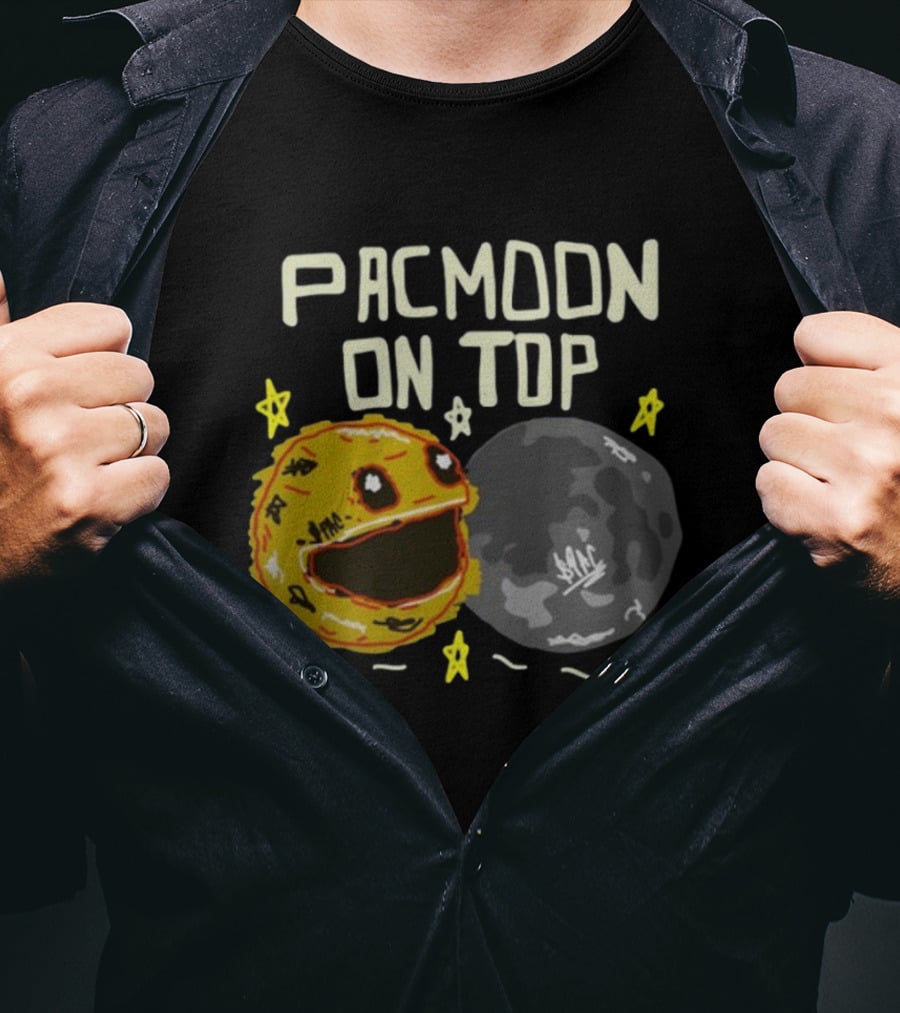 Pacmoon On Top Pacman And Moon With Stars And Arrows T-Shirt