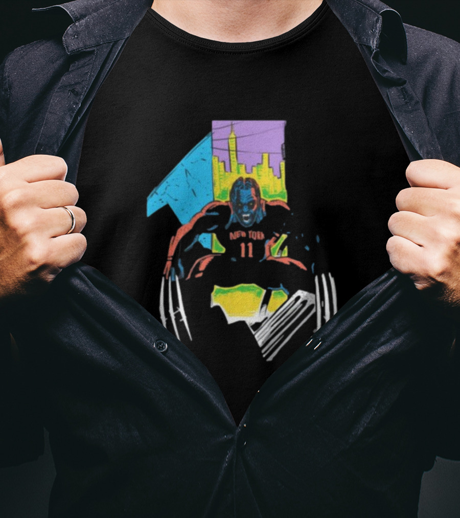 New York Wolverine Brunson Basketball Claws Skyline T-Shirt