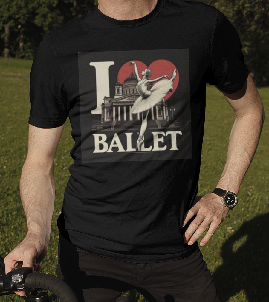 Artelize I Love Ballet Elegant Ballerina With Historic Architecture T-Shirt