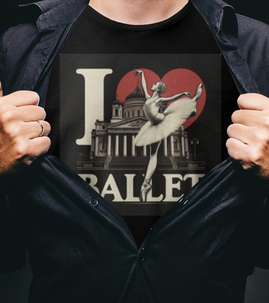 Artelize I Love Ballet Elegant Ballerina With Historic Architecture T-Shirt