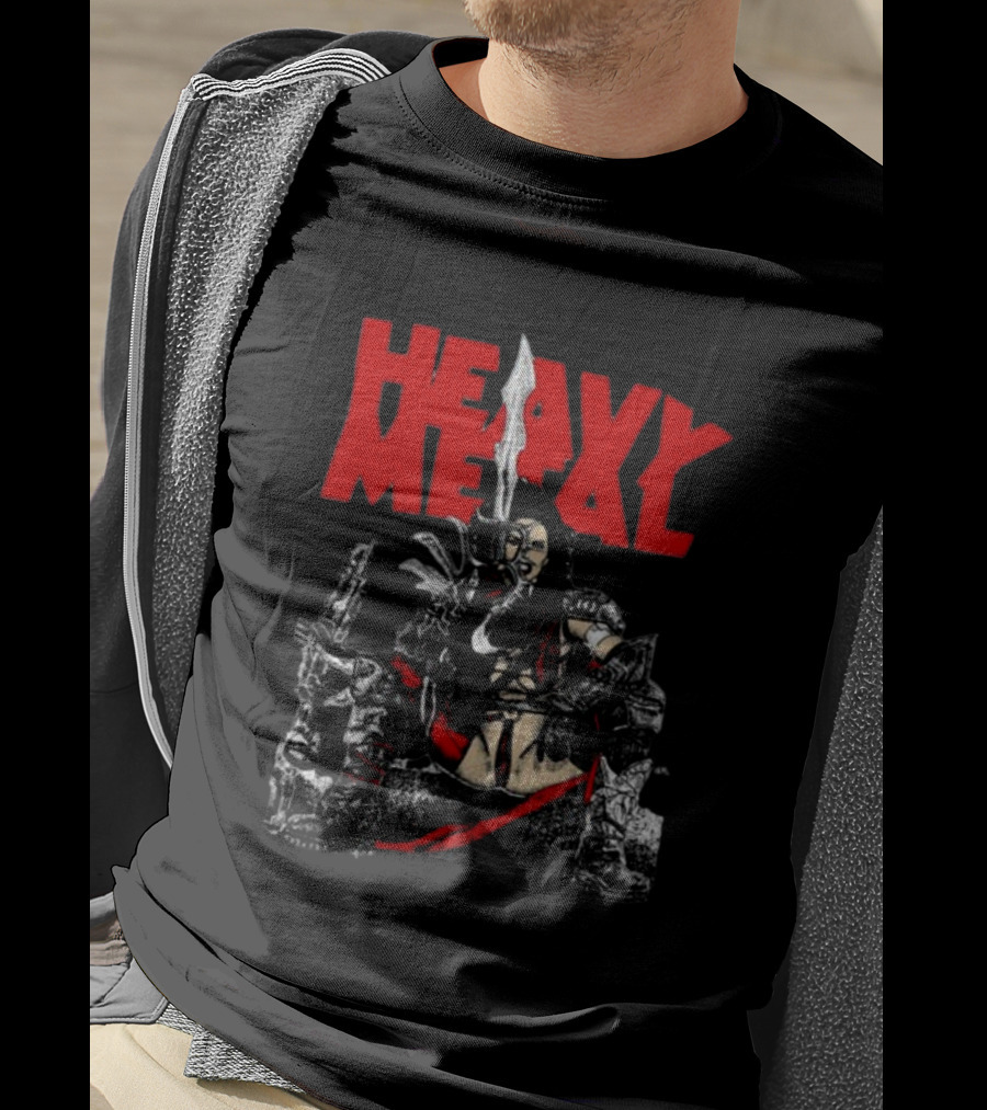 Heavy Metal Warrior With Weapons And Armor T-Shirt