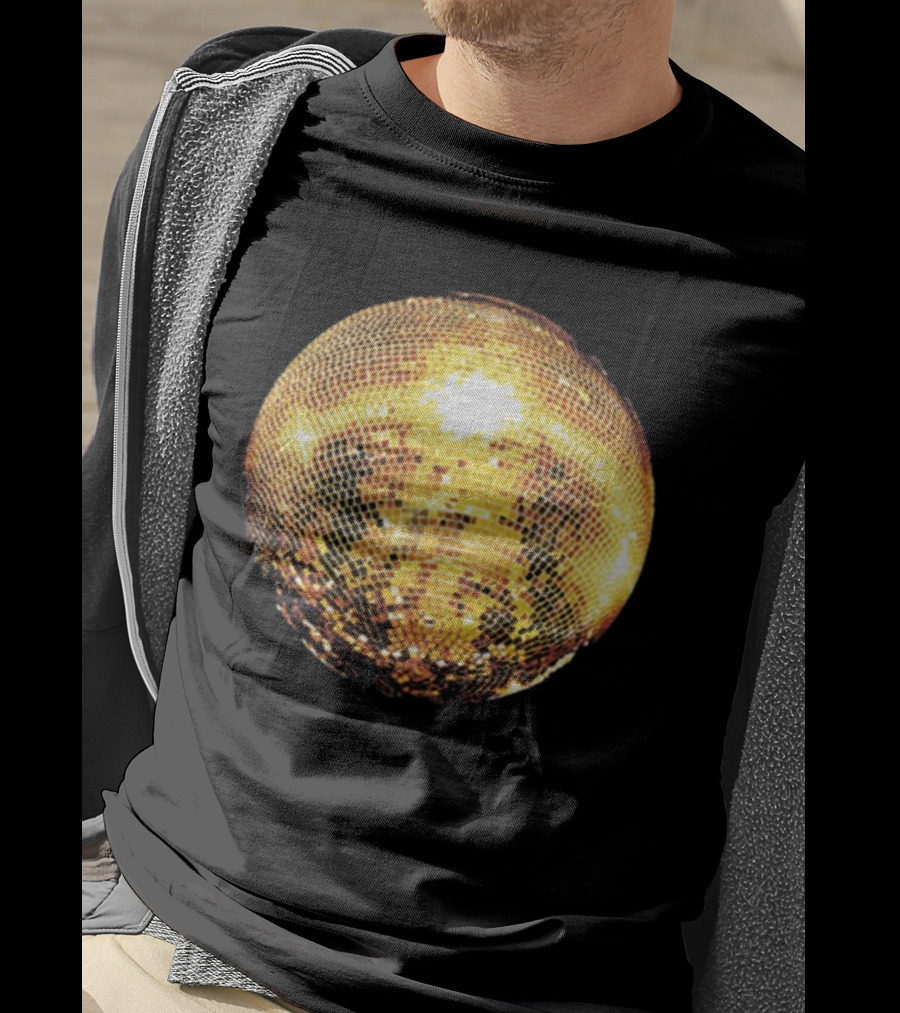 Gold Disco Ball Vintage 90s Shine Reflective Party T-Shirt
