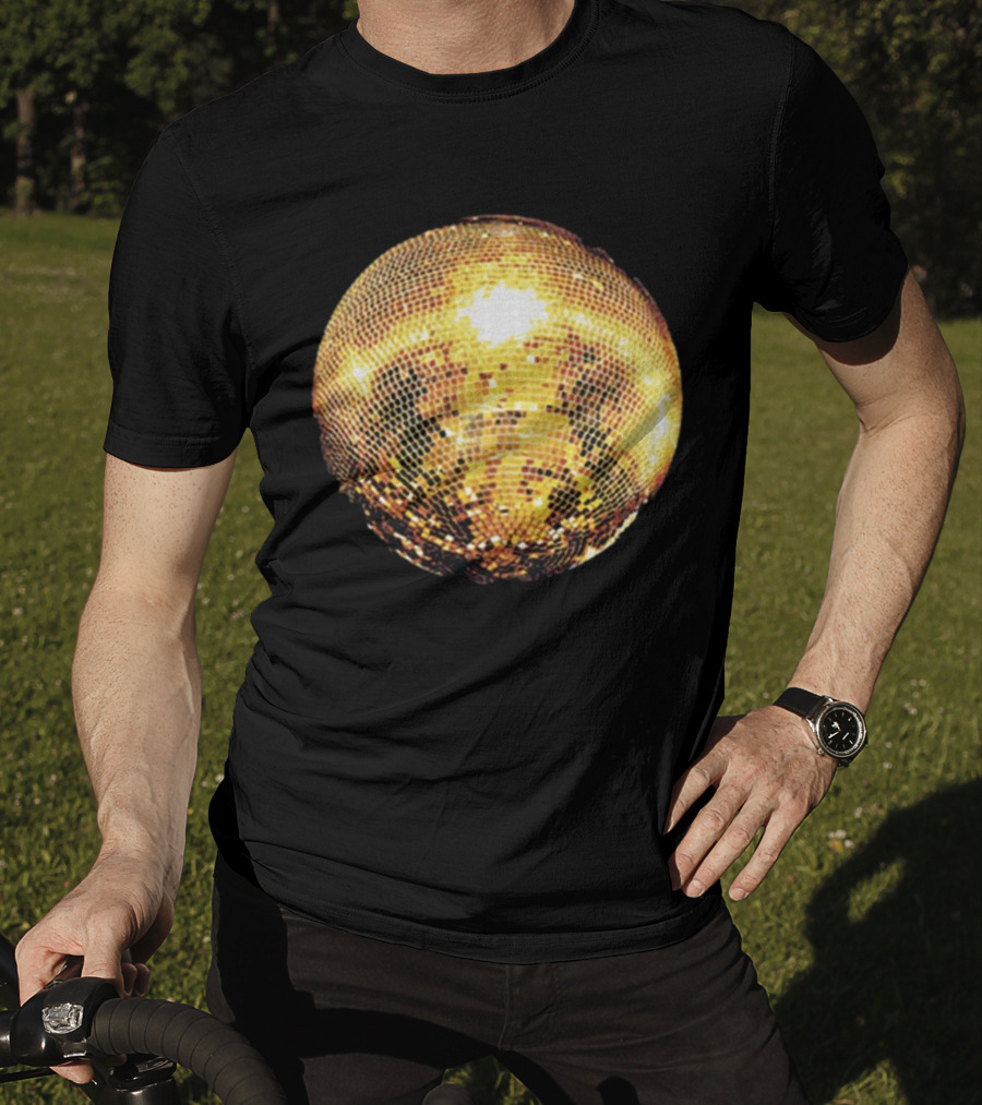 Gold Disco Ball Vintage 90s Shine Reflective Party T-Shirt