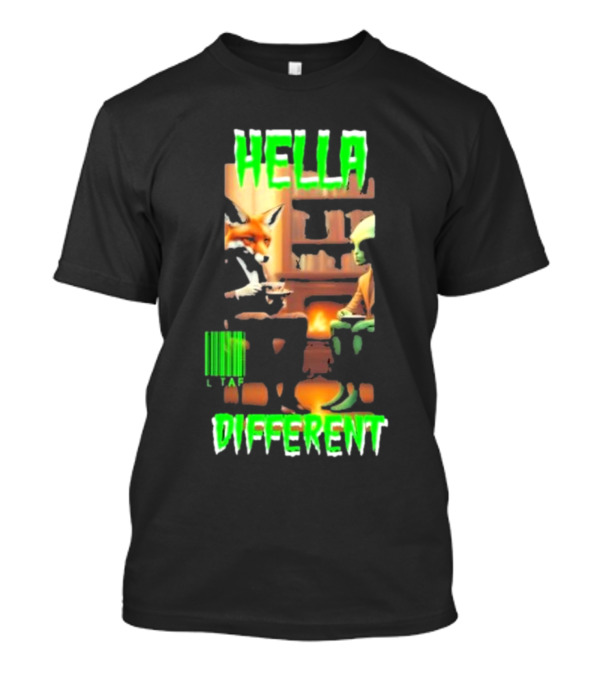 Hella Different Fox And Alien Enjoying A Spot Of Tea T-Shirt