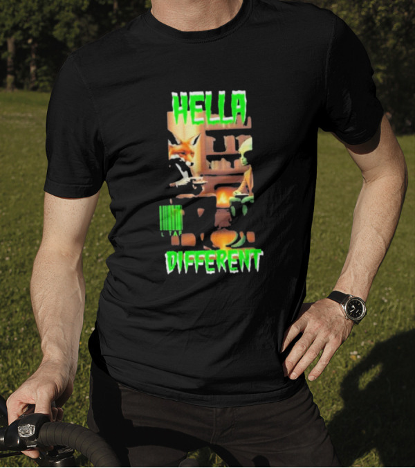 Hella Different Fox And Alien Enjoying A Spot Of Tea T-Shirt
