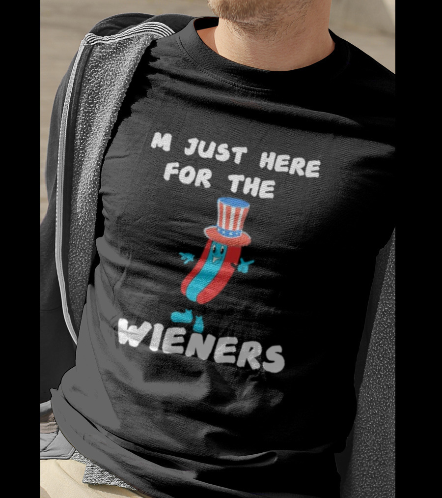 I'm Just Here For The Wieners Hot Dog Uncle Sam Hat T-Shirt
