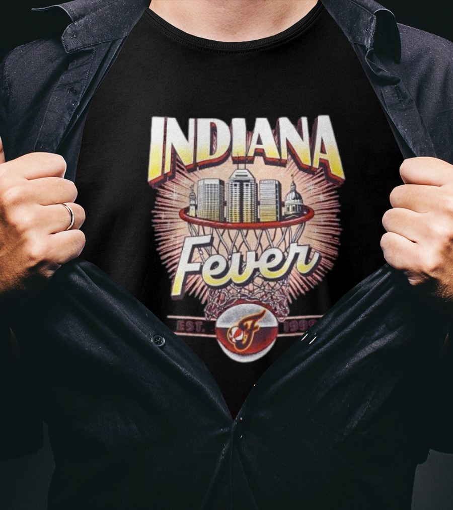 Indiana Fever Basketball City Established 1999 Skyline Hoops T-Shirt