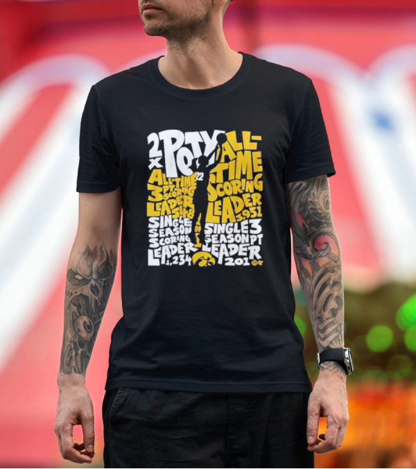 Premium T-Shirt: Caitlin Clark 2x POY All-Time Scoring Leader Iowa Single Season 3 Pt Leader T-Shirt Caitlin Clark 2x POY All-Time Scoring Leader Iowa Single Season 3 Pt Leader T-Shirt