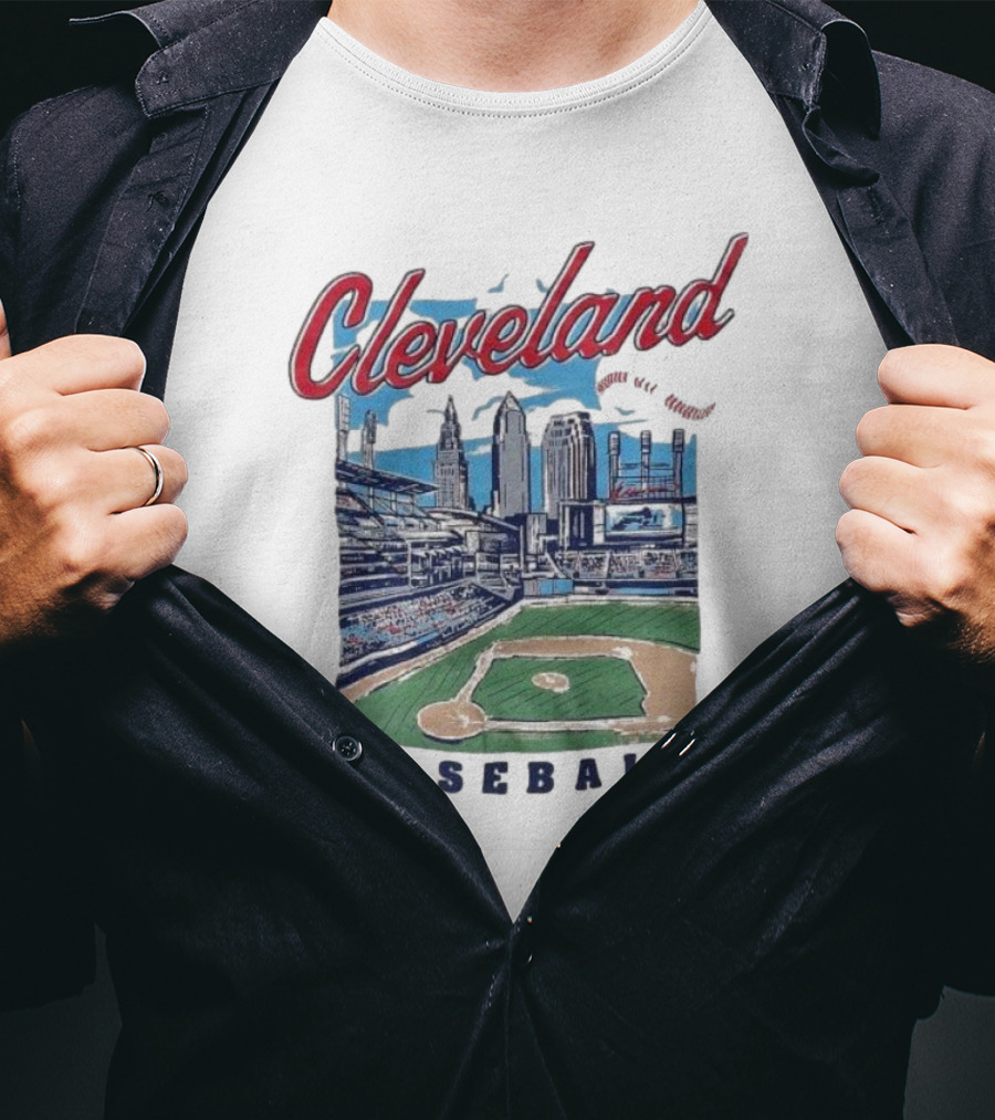 Cleveland Baseball Skyline Stadium Scene T-Shirt