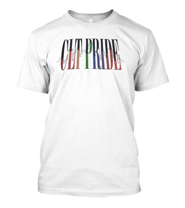 CLT Pride City Colorful Skyline Text T-Shirt
