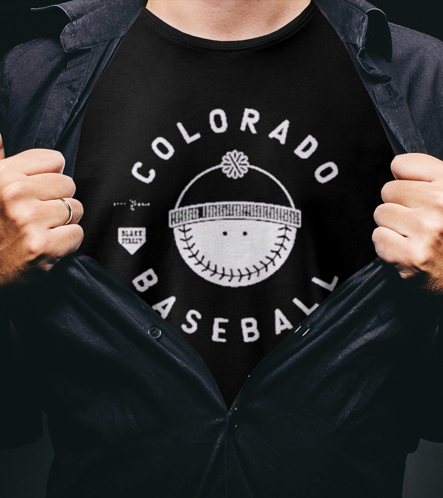 Colorado Baseball Smile Face With Winter Hat T-Shirt
