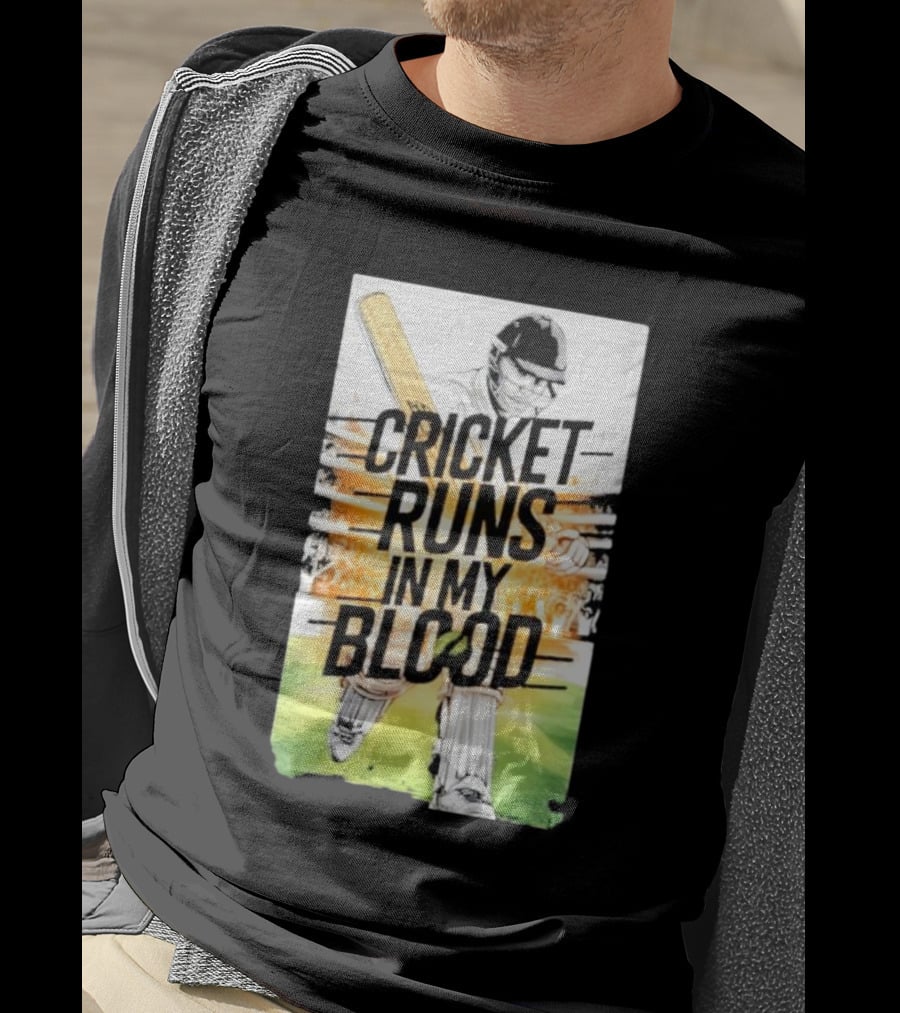 Cricket Runs In My Blood Batting Passion T-Shirt