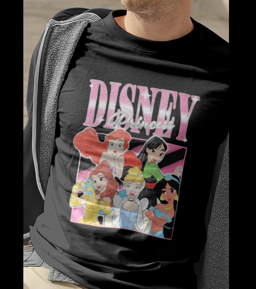 Disney Princess Group Ariel Belle Cinderella Jasmine Mulan T-Shirt