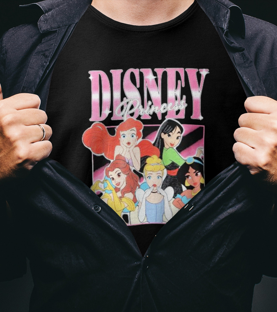 Disney Princess Group Ariel Belle Cinderella Jasmine Mulan T-Shirt