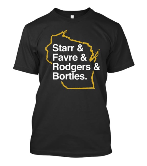 Starr Favre Rodgers Bortles Wisconsin Outline T-Shirt