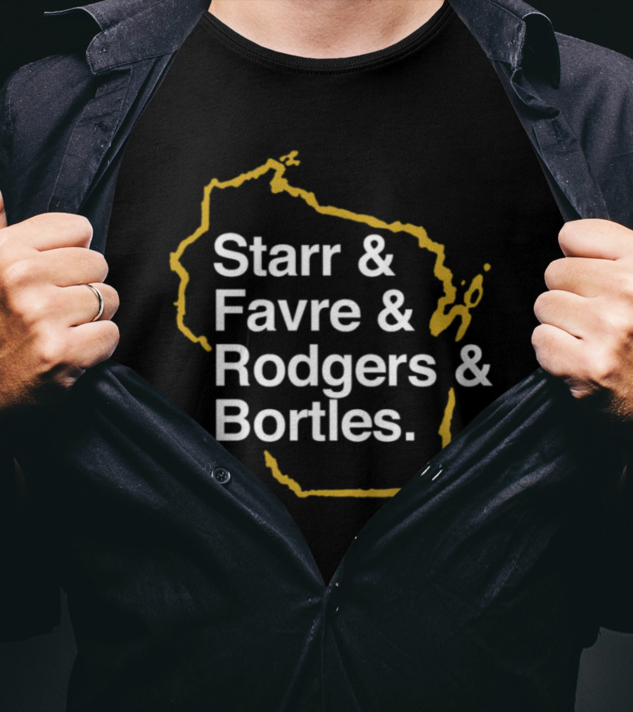Starr Favre Rodgers Bortles Wisconsin Outline T-Shirt