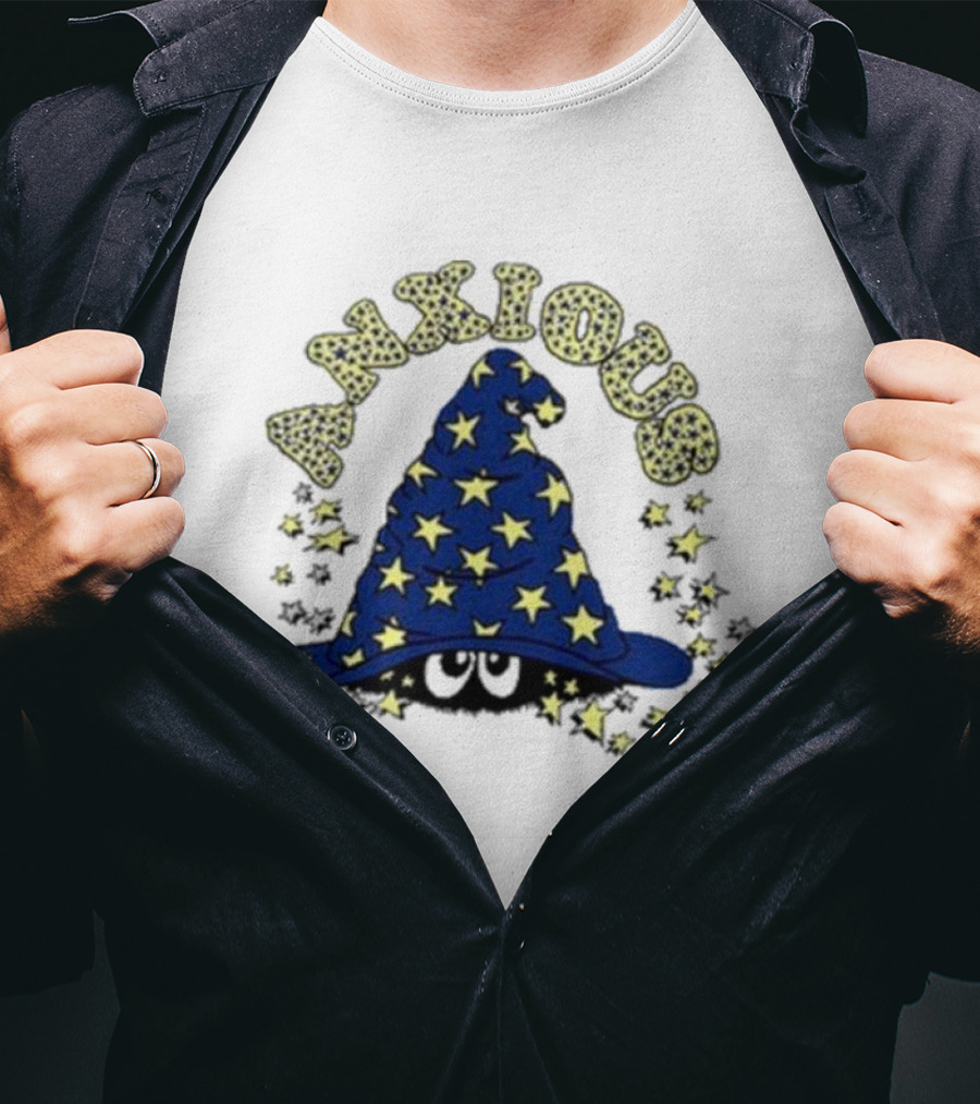 Anxious Wizard Hat With Stars And Bubbles T-Shirt