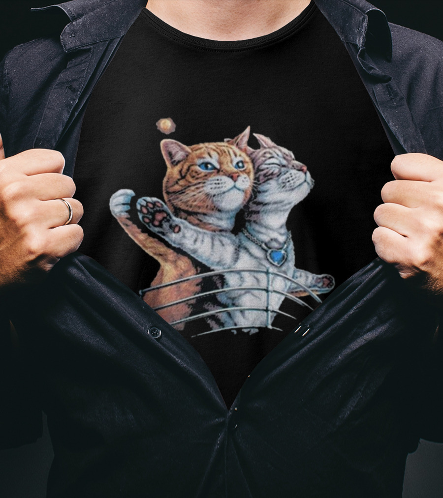 Titanic Cats Jack And Rose Paws On Ship's Bow T-Shirt