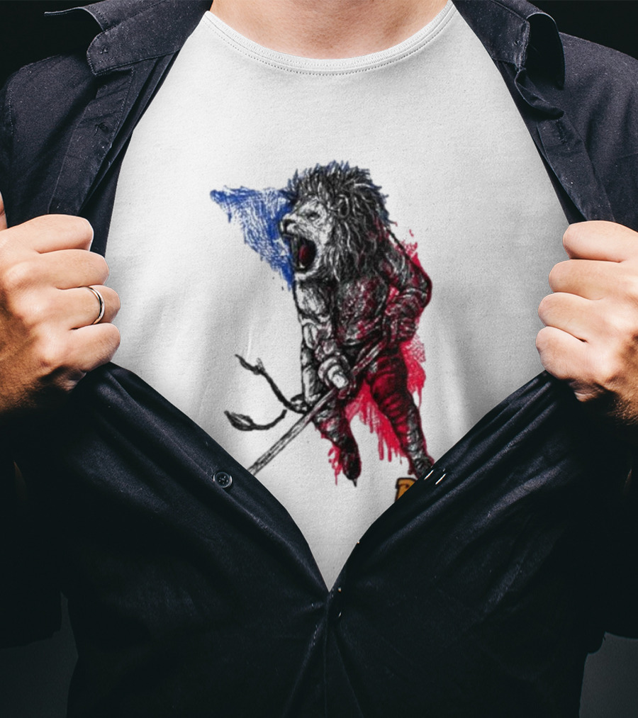 Vtipné Hokejové Potisky Bastard Lví Hokejista Trikolora T-Shirt