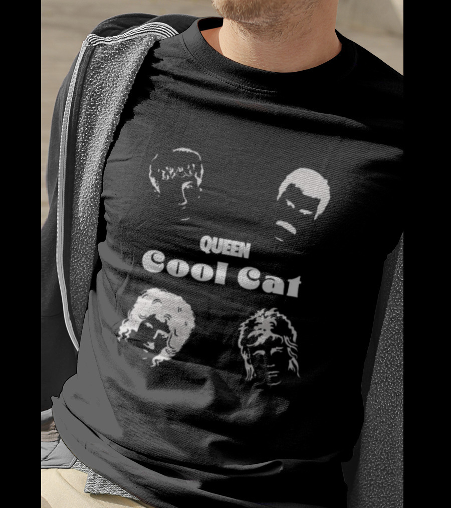 Queen Cool Cat Silhouette Faces T-Shirt