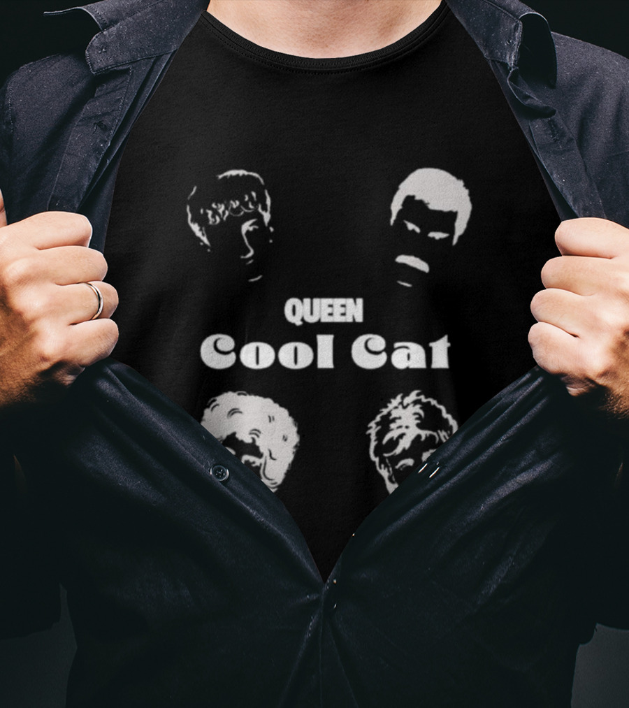 Queen Cool Cat Silhouette Faces T-Shirt