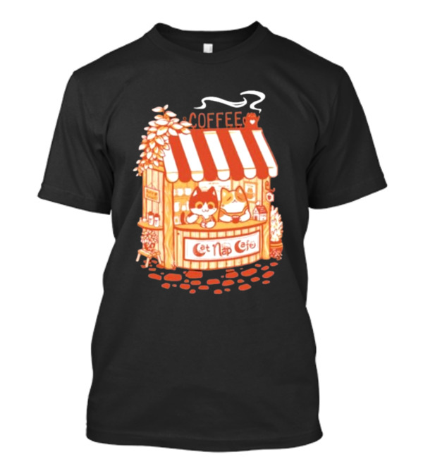 Lazy Cat Coffee Cat Nap Cafe Cozy Kiosk T-Shirt