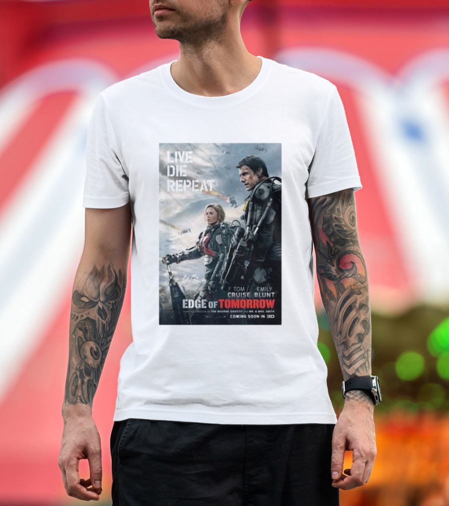 Live Die Repeat Edge Of Tomorrow Tom Cruise Emily Blunt Coming Soon in 3D T-Shirt