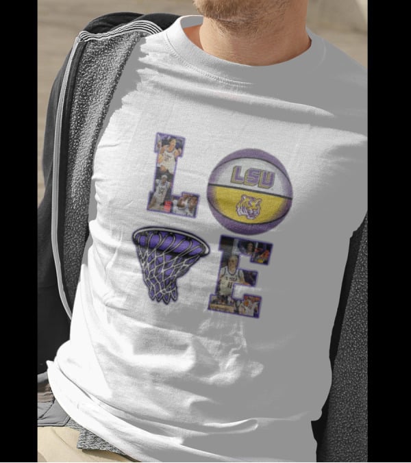 LSU Tigers Women's Basketball Love Collage With Basketball And Players T-Shirt