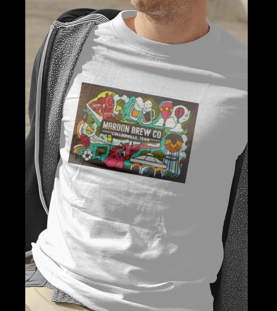 Maroon Brew Co Collierville Tenn Colorful Iconic Beer And Hot Air Balloon T-Shirt