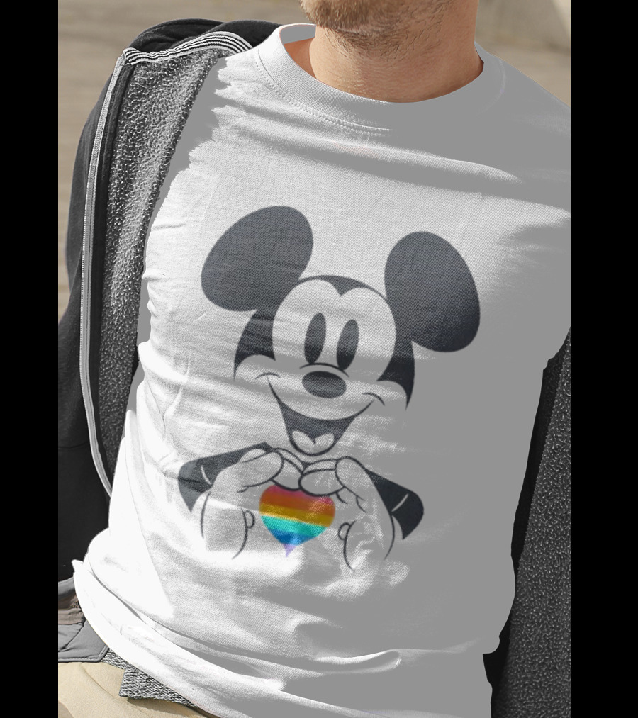 Mickey Mouse Holding Rainbow Heart Disney Pride T-Shirt