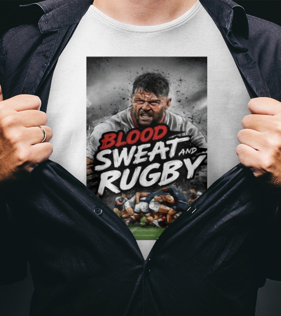 Blood Sweat And Rugby Intense Match Action Rugby Players T-Shirt