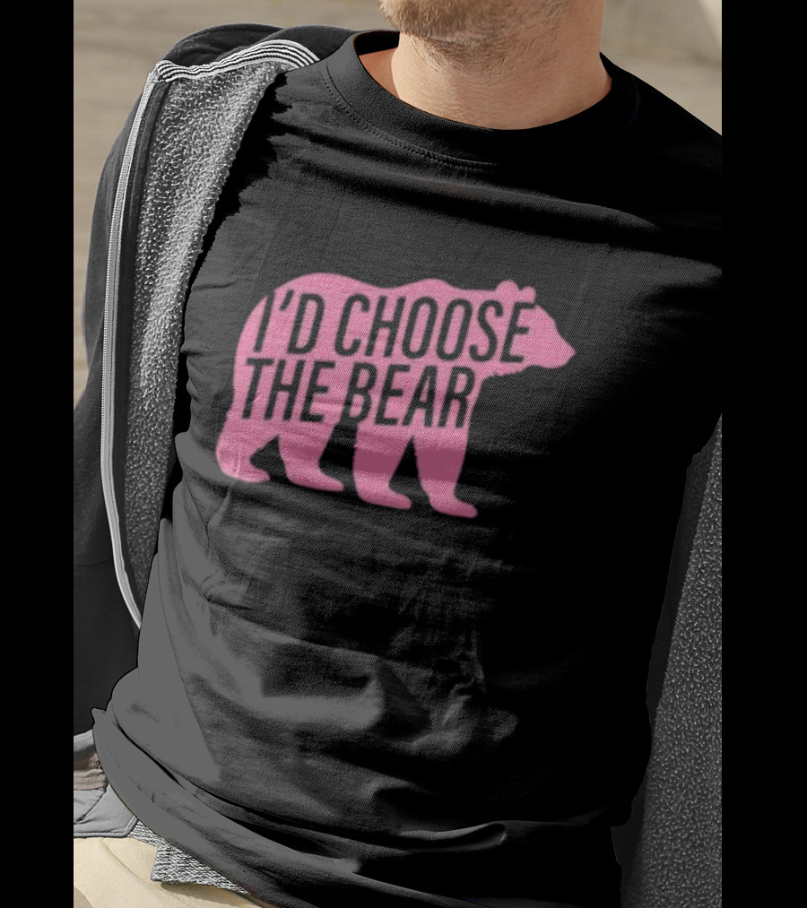Confettirebels Pink Bear Silhouette I’d Choose The Bear T-Shirt