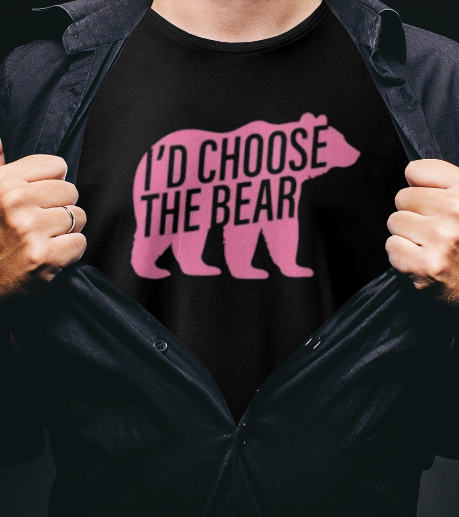 Confettirebels Pink Bear Silhouette I’d Choose The Bear T-Shirt