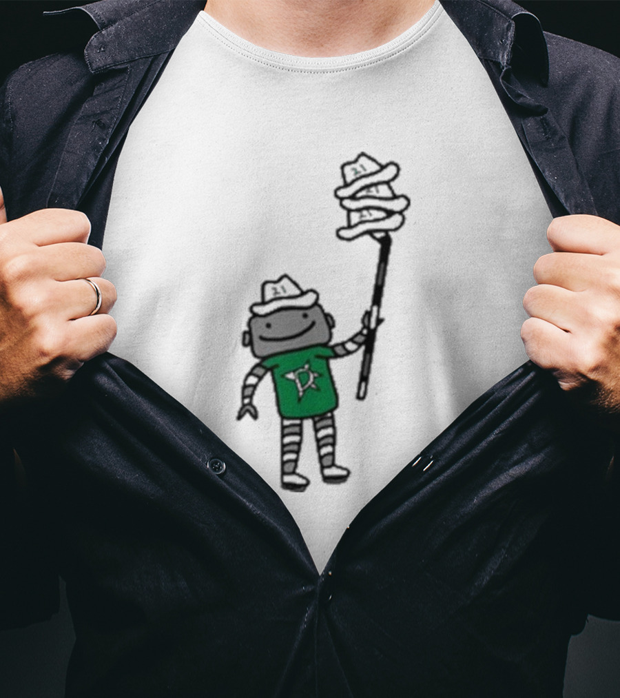 Dallas Stars Robo Hatty Character With Three Hats On Stick T-Shirt
