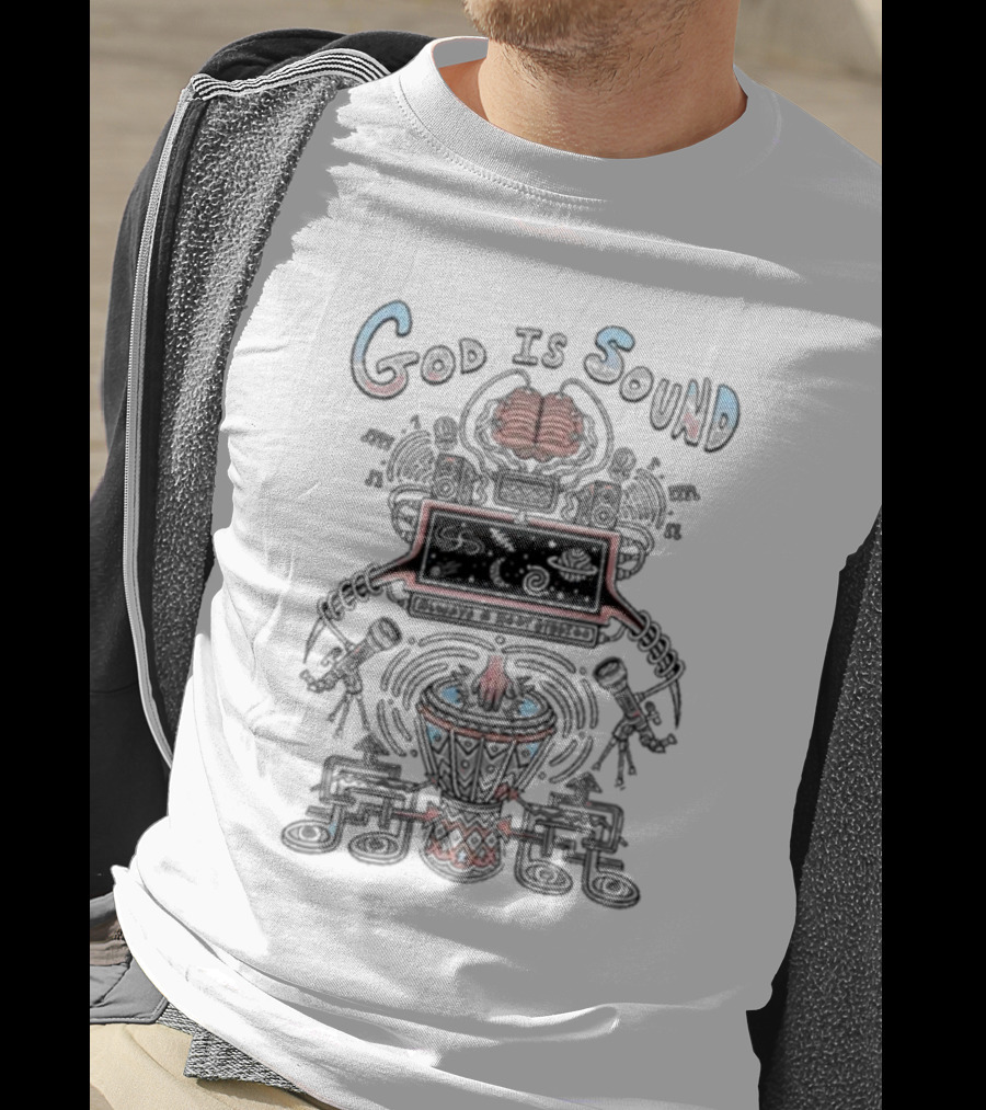 Always A Hoot Studios God Is Sound Abstract Musical T-Shirt