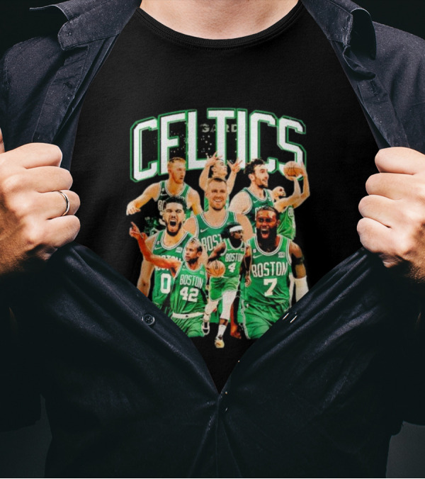 Boston Celtics 23-24 Team Champion Player Images Signature Celtics T-Shirt