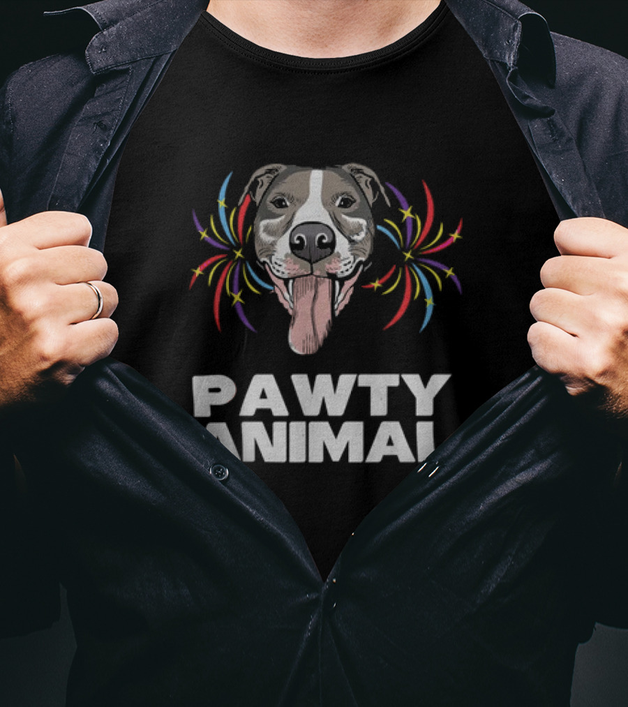 Pawty Animal Dog Lovers Partying Funny Mens Dog T-Shirt