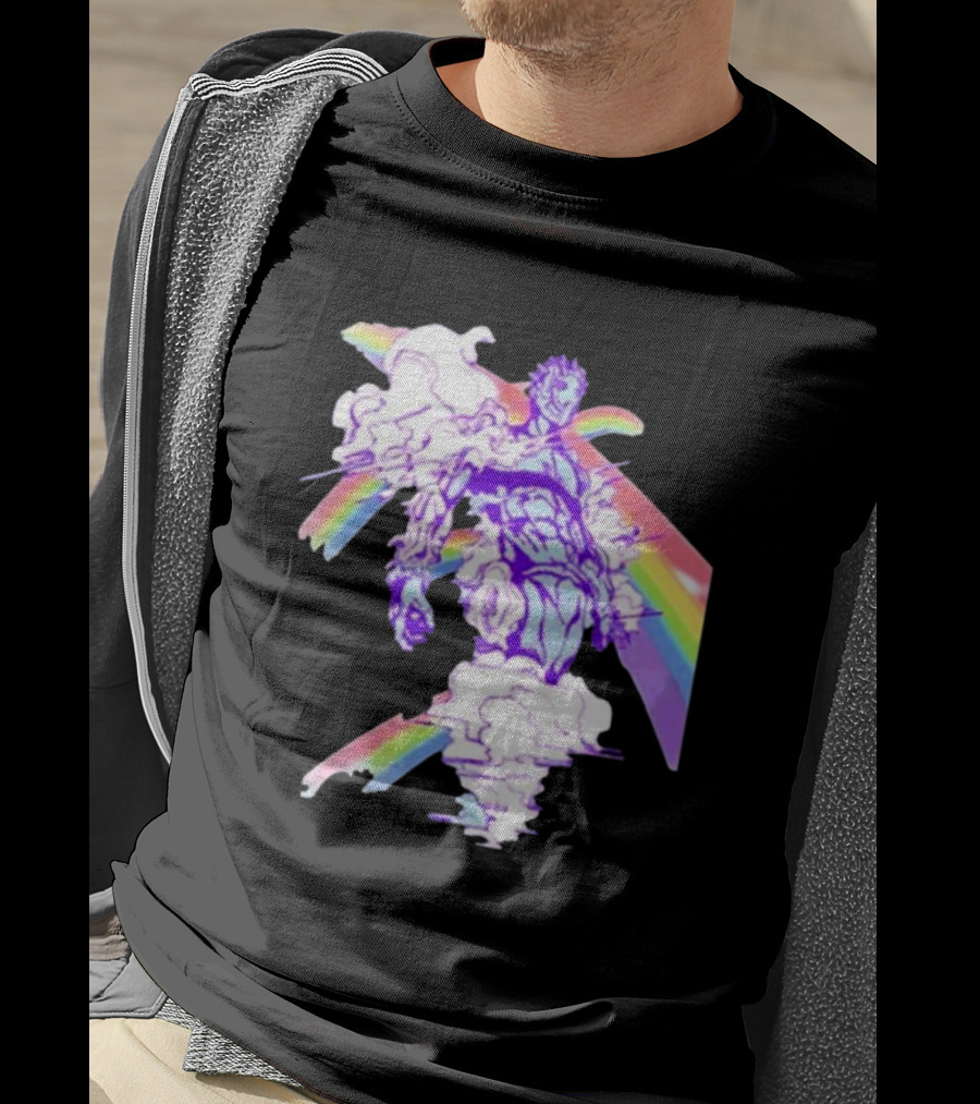 Hoshipieces Weather 9oz Manga Style Purple Cloud Man With Rainbow Elements T-Shirt
