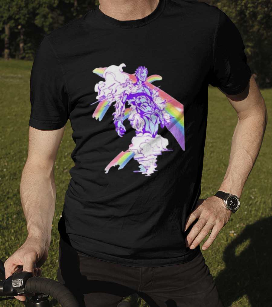 Hoshipieces Weather 9oz Manga Style Purple Cloud Man With Rainbow Elements T-Shirt