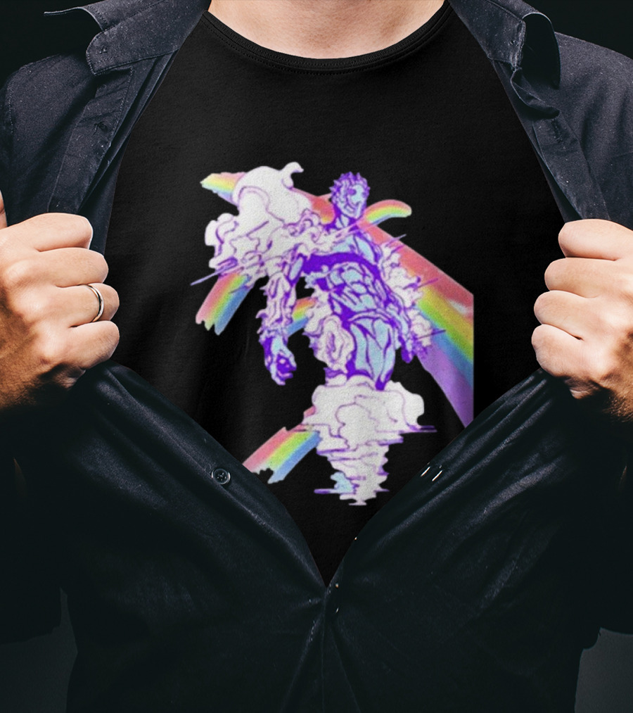 Hoshipieces Weather 9oz Manga Style Purple Cloud Man With Rainbow Elements T-Shirt