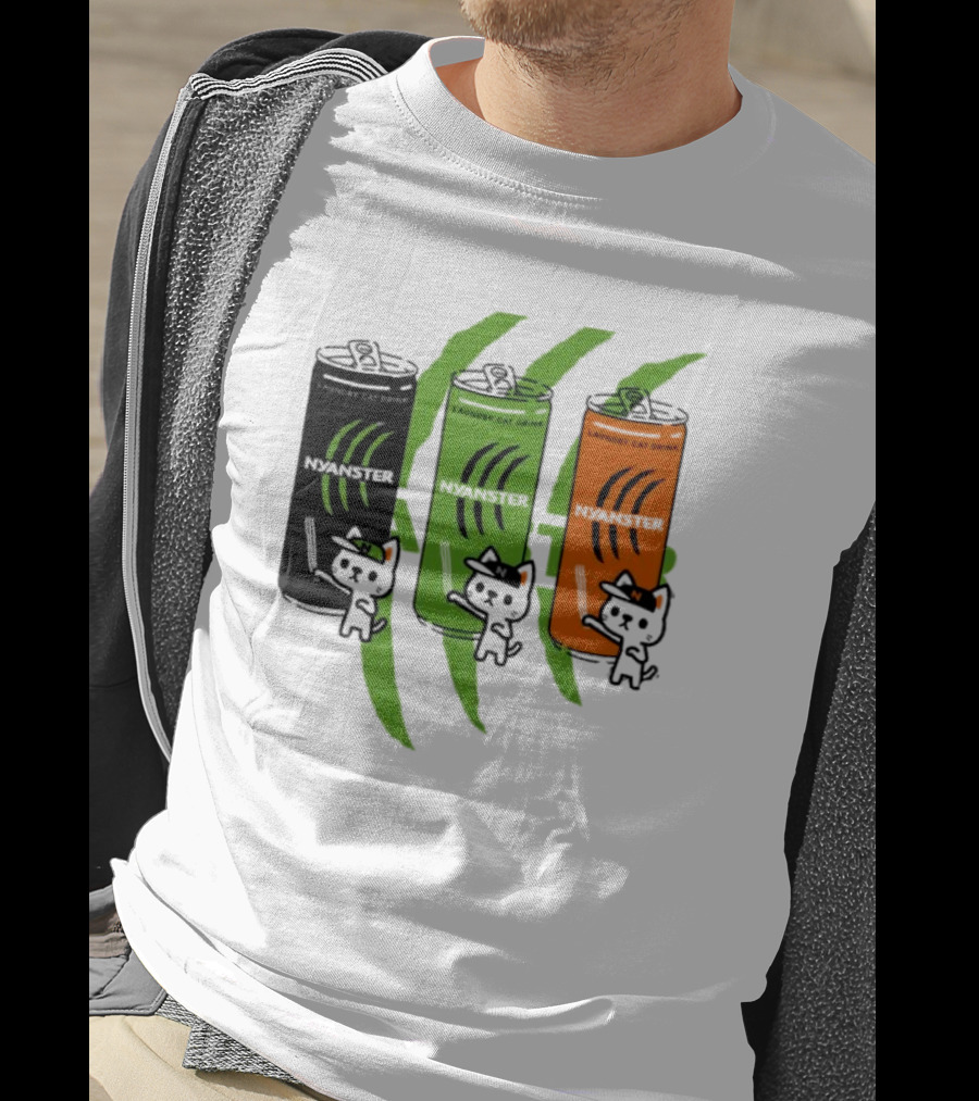 Laundry Cat Drink Nyanster Cans With Three Cats T-Shirt